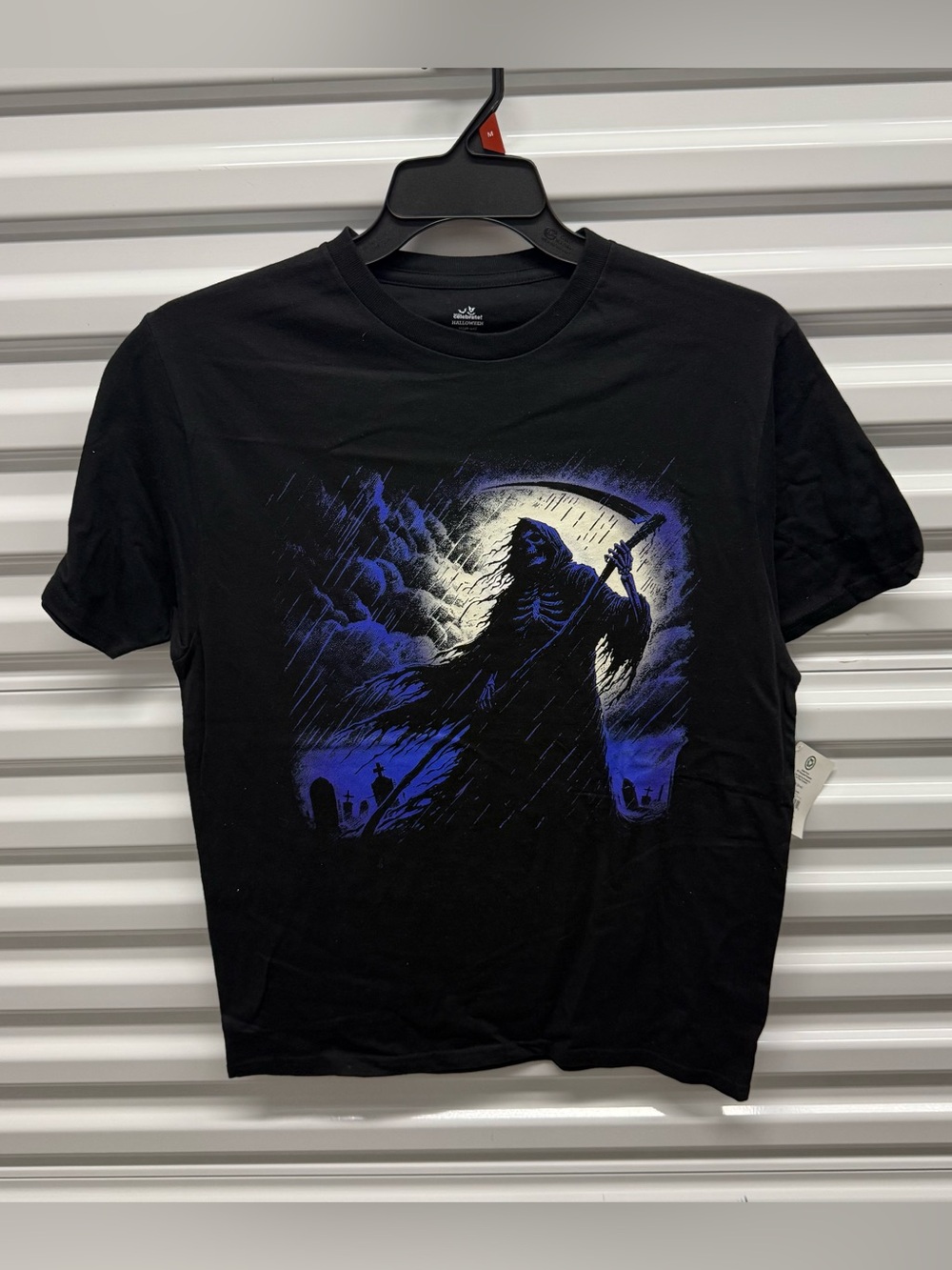 Mens Grim Reaper Black Soot Tee Short Sleeves Celebrate Halloween Horror Med NWT